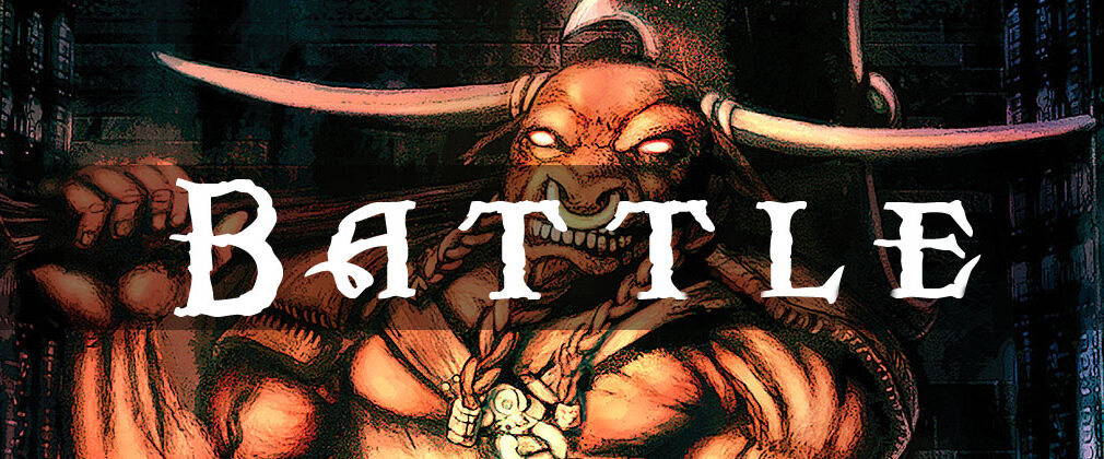 A poster on battle in white color letters